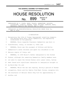 HOUSE RESOLUTION Session of No