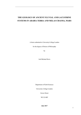 The Geology of Ancient Fluvial and Lacustrine Systems in Arabia Terra and Melas Chasma, Mars