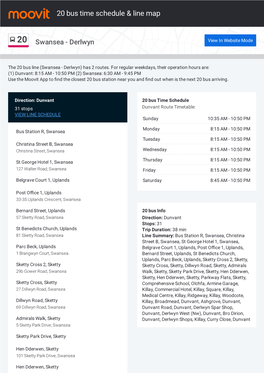 20 Bus Time Schedule & Line Route