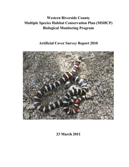 Artificial Cover Survey Report 2010