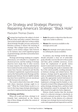 On Strategy and Strategic Planning: Repairing America's Strategic “Black Hole”