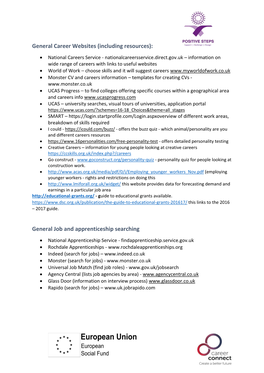 (Including Resources): General Job and Apprenticeship Searching