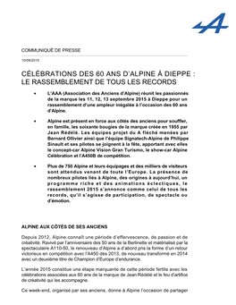 Célébrations Des 60 Ans D'alpine À Dieppe