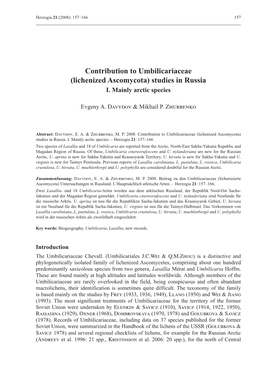 Contribution to Umbilicariaceae (Lichenized Ascomycota) Studies in Russia I