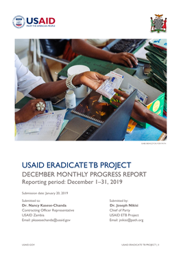 USAID ERADICATE TB PROJECT DECEMBER MONTHLY PROGRESS REPORT Reporting Period: December 1–31, 2019