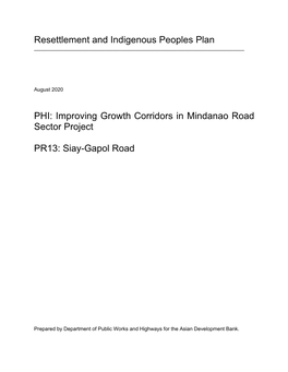 Improving Growth Corridors in Mindanao Road Sector Project PR13