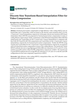 Discrete Sine Transform-Based Interpolation Filter for Video Compression