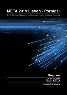 META 2019 Lisbon - Portugal the 10Th International Conference on Metamaterials, Photonic Crystals and Plasmonics