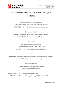 A Comprehensive Review on Fishery Biology of Catfishes