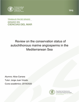 Review on the Conservation Status of Autochthonous Marine Angiosperms in the Mediterranean Sea