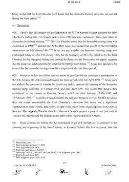 Sesay Replies That the Trial Chamber Itself Found That the Bunumbu Training Camp Was Not Opened During the Junta Period.1537