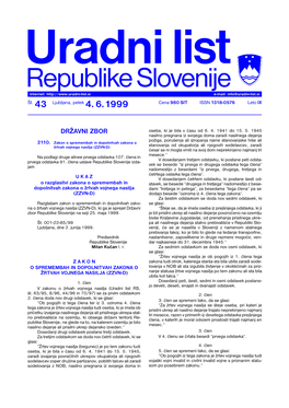 Uradni List Republike Slovenije Internet: E-Mail: Info@Uradni-List.Si Št