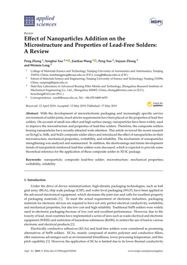 Effect of Nanoparticles Addition on the Microstructure and Properties Of