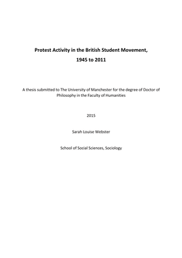 Protest Activity in the British Student Movement, 1945 to 2011