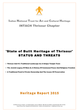 INTACH Thrissur Chapter 'State of Built Heritage of Thrissur' STATUS