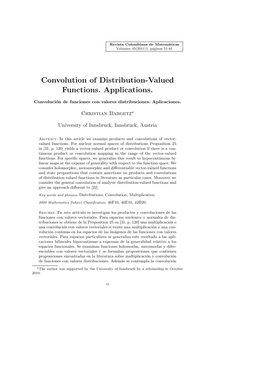 Convolution of Distribution-Valued Functions. Applications