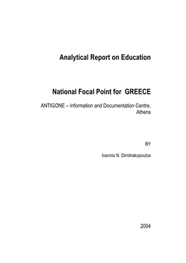 Analytical Report on Education National Focal Point for GREECE