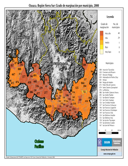 Oaxaca. Región Sierra Sur: Grado De Marginación Por Municipio, 2000