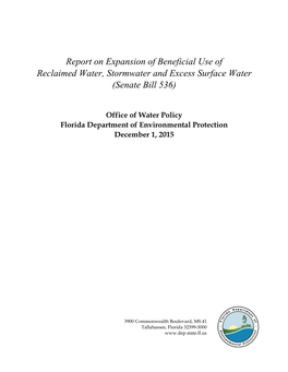 Report on Expansion of Beneficial Use of Reclaimed Water, Stormwater and Excess Surface Water (Senate Bill 536)