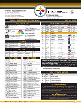 Pittsburgh Steelers Game Release Week 14 Buffalo Bills