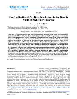 The Application of Artificial Intelligence in the Genetic Study of Alzheimer’S Disease