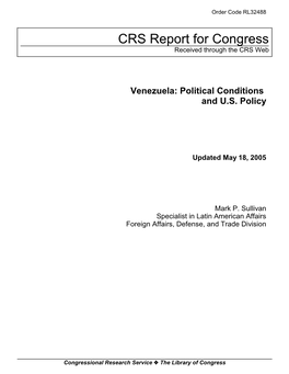 Venezuela: Political Conditions and U.S. Policy