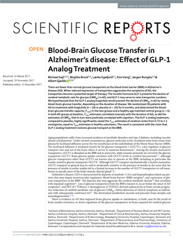 Blood-Brain Glucose Transfer in Alzheimer's Disease