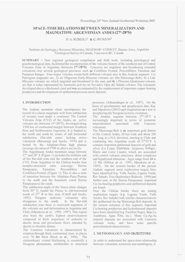 Space-Time Relations Between Mineralization and Argentinian Andes D