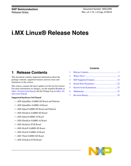 I.MX Linux® Release Notes