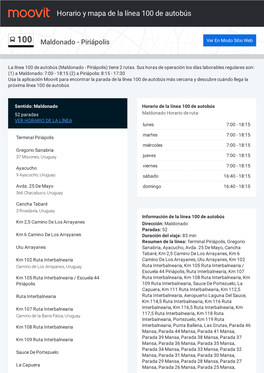 Horario Y Mapa De La Ruta 100 De Autobús