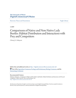 Comparisons of Native and Non-Native Lady Beetles: Habitat Distribution and Interactions with Prey and Competitors Christy J
