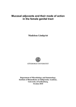 Mucosal Adjuvants and Their Mode of Action in the Female Genital Tract