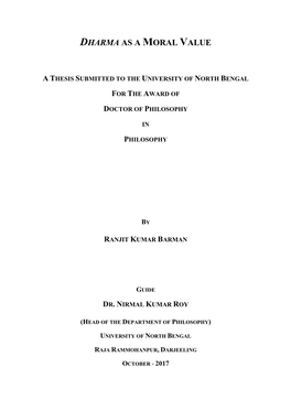 Dharma As a Moral Value