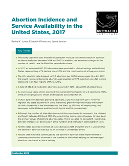 Abortion Incidence and Service Availability in the United States, 2017