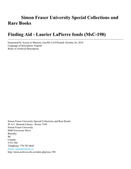 Laurier Lapierre Fonds (Msc-198)