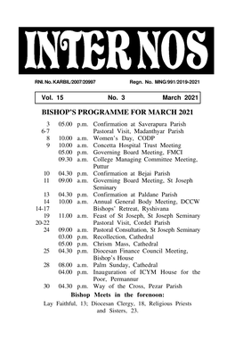 Bishop's Programme for March 2021