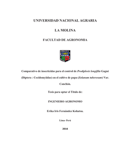 Comparativo De Insecticidas Para El Control De Prodiplosis Long-Ifila