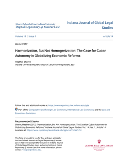 The Case for Cuban Autonomy in Globalizing Economic Reforms