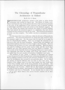 The Chronology of Perpendicular Architecture in Oxford