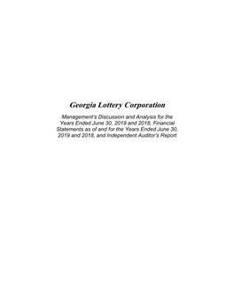 Georgia Lottery 2019 Financial Statements