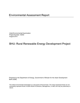 Initial Environmental Examination: Bhutan, Solar Home Lighting