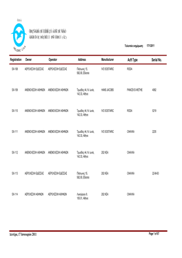 Rpt All HCAA Aircraft