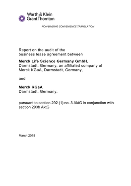 Report on the Audit of the Business Lease Agreement Between Merck