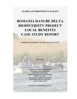 Romania Danube Delta Biodiversity Project Local Benefits Case Study Report