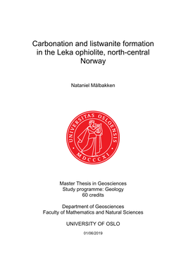 Carbonation and Listwanite Formation in the Leka Ophiolite, North-Central Norway