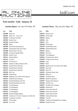 Tool Auction - Galt- January 24