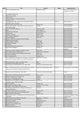 Number Code Title Author1 Langue Keyword General Der U-Bootskrieg 1914-1918 Michelfen, Andreas Sous-Marin, U-Boat, U-Boote, Submarine, 1914-1918