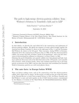 The Path to High-Energy Electron-Positron Colliders: from Widerøe’S Betatron to Touschek’S Ada and to LEP