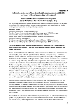 Appendix 3 Submission by the Lower Wake Green Road Residents Group (Nos 213-217) and Survey Evidence to Support Our Joint Proposals