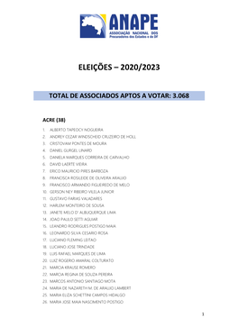 Eleições – 2020/2023